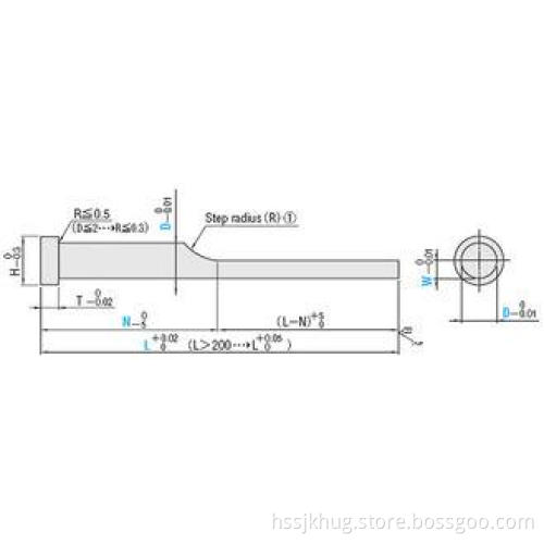 hardened Hss Mold Ejector Pins Stepped Type for Plastic inj